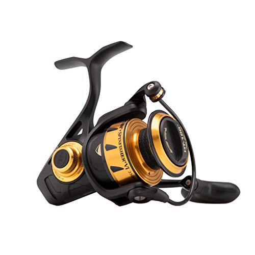 PENN Spinfisher VI Spinning Inshore Fishing Reel, HT-100 Front Drag, Max of 20lb | 9.0kg, Made with an All-Metal Reel Body and Spool Design, 4500, Black Gold